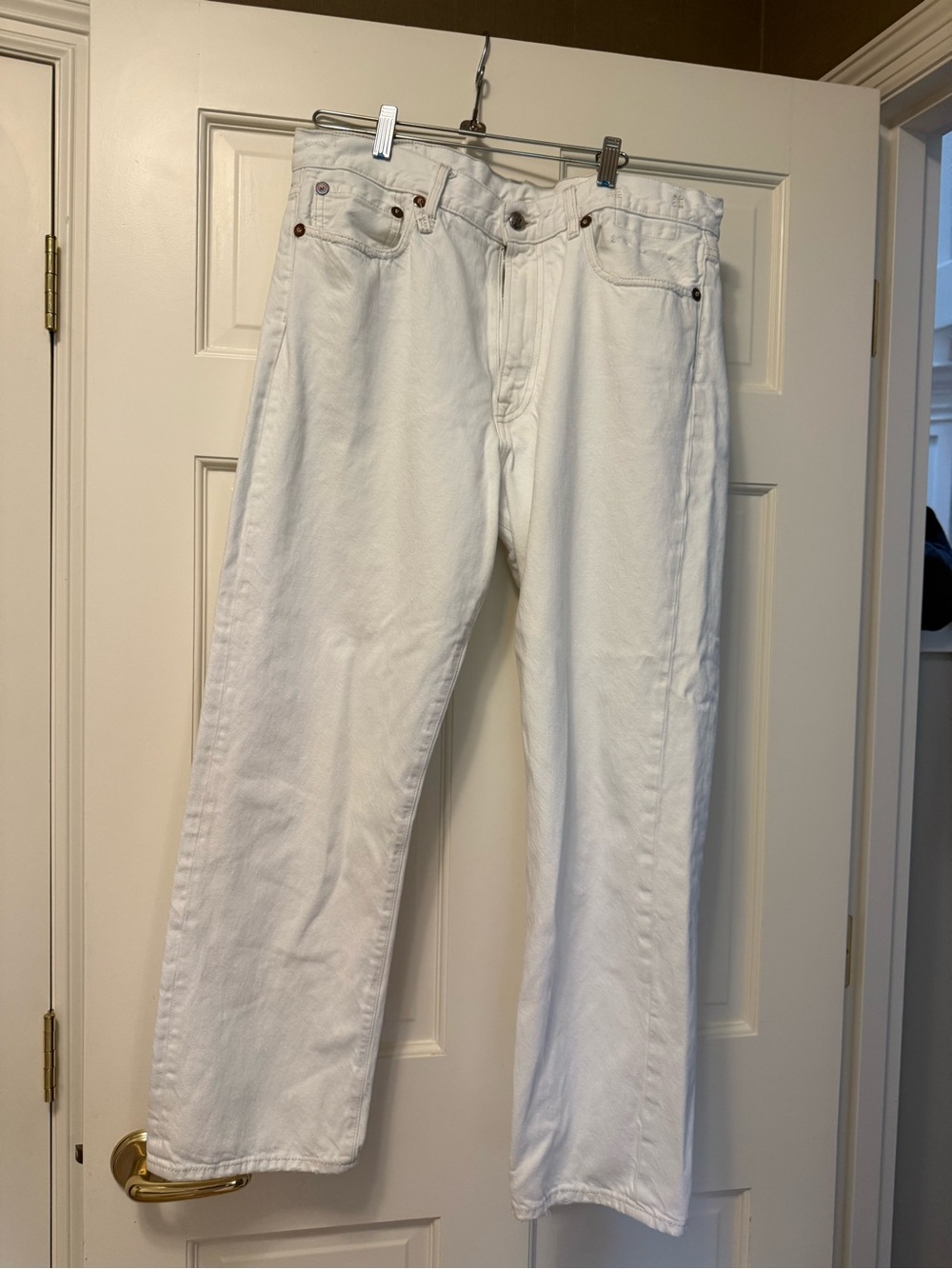 R13 White Boyfriend Jeans - Classic Straight